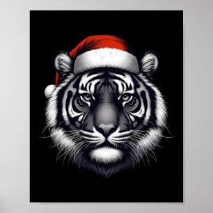 Poster Tigre Com Chapéu De Papai Noel Natal Xmas Amante Z