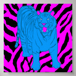 Pôster Tigre Corey Tiger 80s Retro Rugido de Tigre
