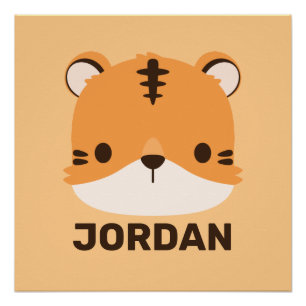 Pôster Tigre-Cute com Poster de Nome Personalizado