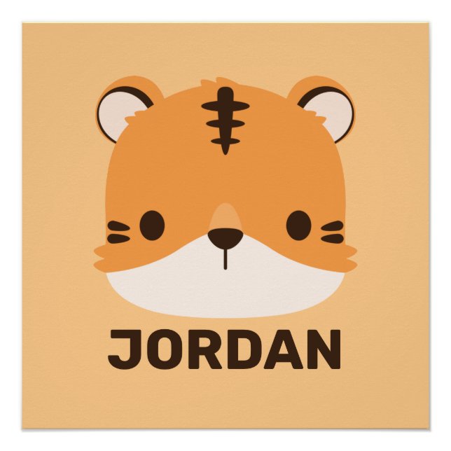 Pôster Tigre-Cute com Poster de Nome Personalizado (Frente)