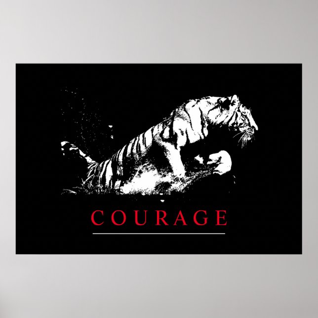 Poster Tigre de Coragem Motivacional (Frente)