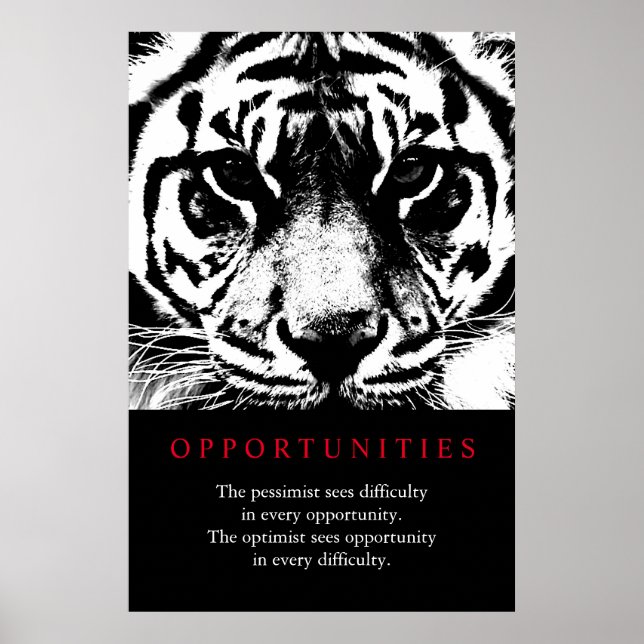 Poster Tigre de cotação de oportunidades motivacionais (Frente)