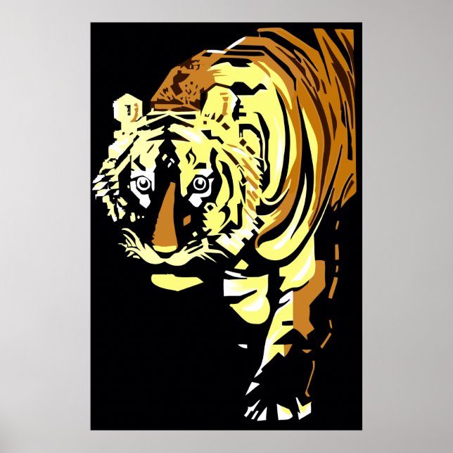 Pôster Tigre de deco de arte vetorial (Frente)