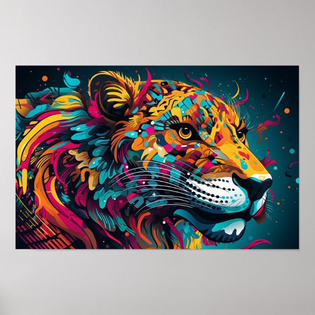 Poster Tigre de fantasia colorida (Frente)