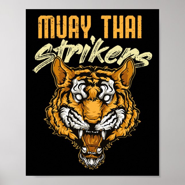 Poster Tigre de Muay Thai Boxe Tailandesa Kickboxing Tail (Frente)