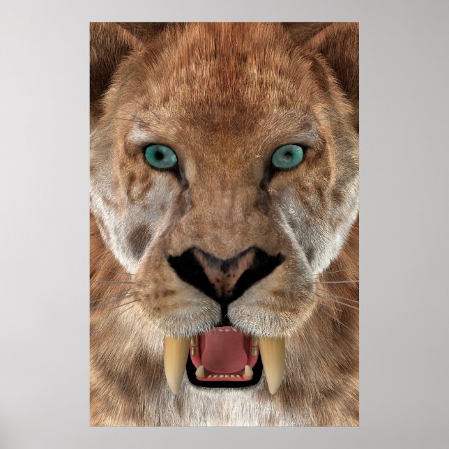 Pôster Tigre Dente de Sabre ou Smilodon (Frente)