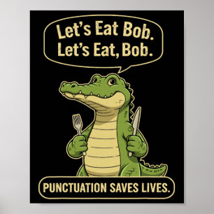 Poster Tigre Divertido Vamos Comer Pontuação Salva Vidas