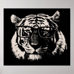 Poster Tigre do hipster com vidros