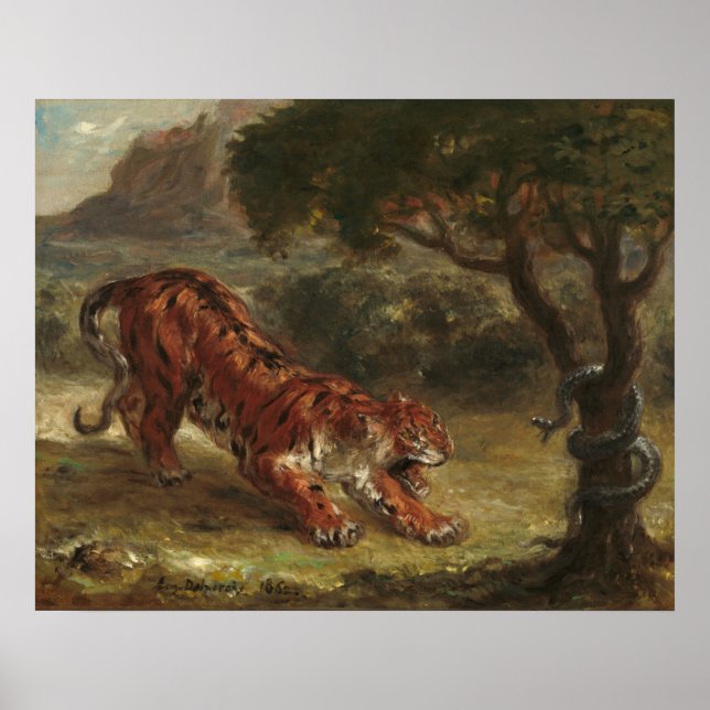 Poster Tigre e Cobra - Eugène Delacroix Fine Art (Frente)