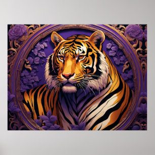 Poster Tigre em roxo