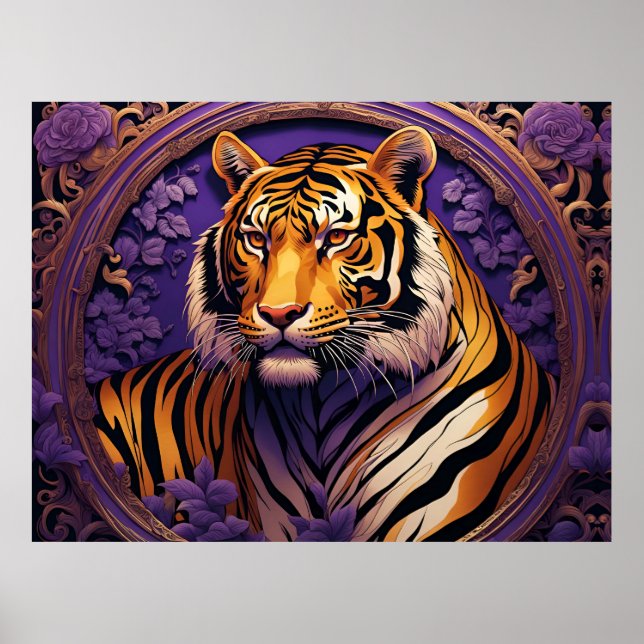 Poster Tigre em roxo (Frente)