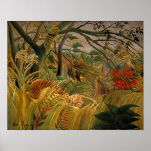 Poster Tigre em uma tempestade tropical de Henri Rousseau