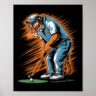 Poster Tigre Engraçado Jogando Golfe Animal Engraçado Gol