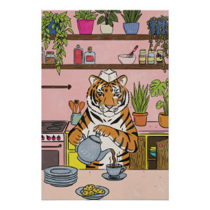 Pôster Tigre Fazendo Chá