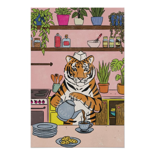 Pôster Tigre Fazendo Chá (Frente)