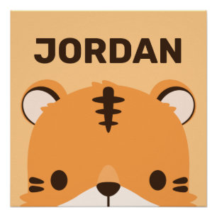 Pôster Tigre Fofo com Nome Personalizado