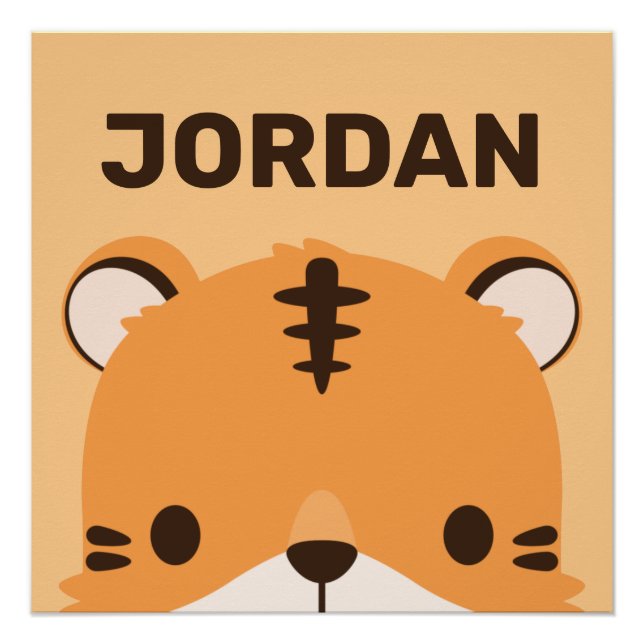 Pôster Tigre Fofo com Nome Personalizado (Frente)