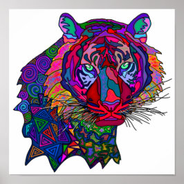 Poster Tigre Impresso Colorido