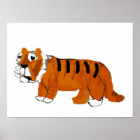 Tigre Laranja Desenho Animado Caprichoso Feito à M