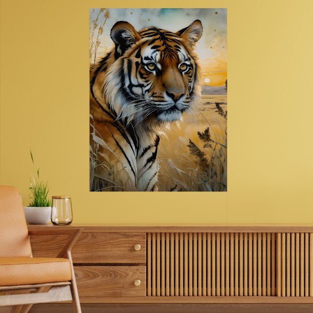 Poster Tigre Majestoso em Aquarela (Sala de Estar 2)