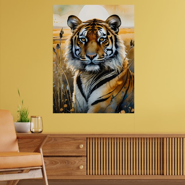 Poster Tigre Majestoso em Aquarela (Sala de Estar 2)
