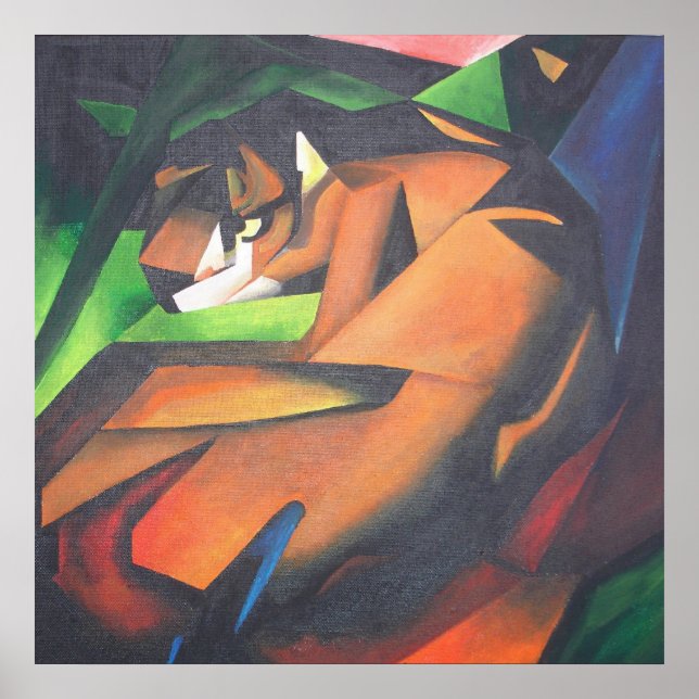 Pôster Tigre No Estilo De Arte Geométrica Franz Marc (Frente)