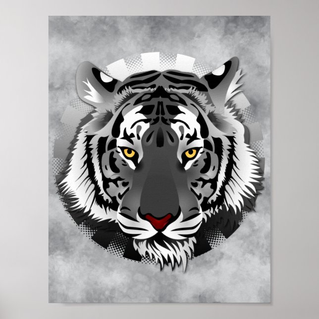 Poster Tigre Preto E Branco (Frente)