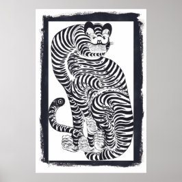 Poster Tigre talismânico da safra em quadro negro
