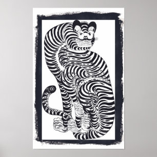 Poster Tigre talismânico venenoso em quadro preto ( 11 x 