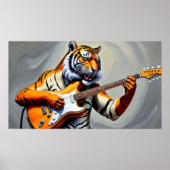 Poster Tigre tocando violão (Frente)