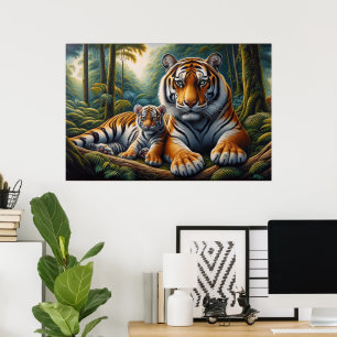 Poster Tigres de Penhor Momento na Pintura da Natureza
