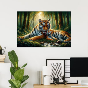 Poster Tigres de Penhor Momento na Pintura da Natureza