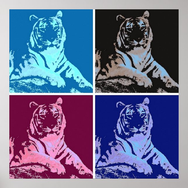 Pôster Tigres de pop Art (Frente)