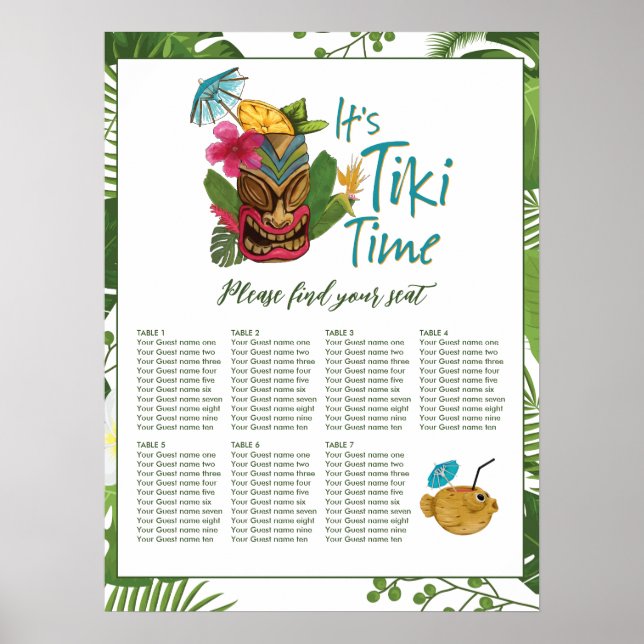 Poster Tiki Time Luau Summer Beach Weding (Frente)