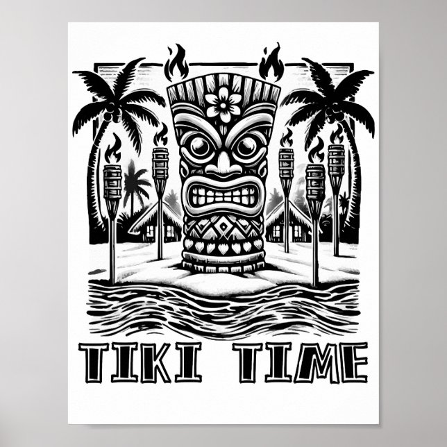 Poster Tiki Time - Vibes da Ilha do Havaí (Frente)
