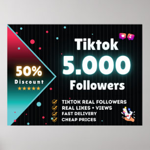 Poster Tiktok 5.000 Seguidores   Comprar Tiktok Seguidore
