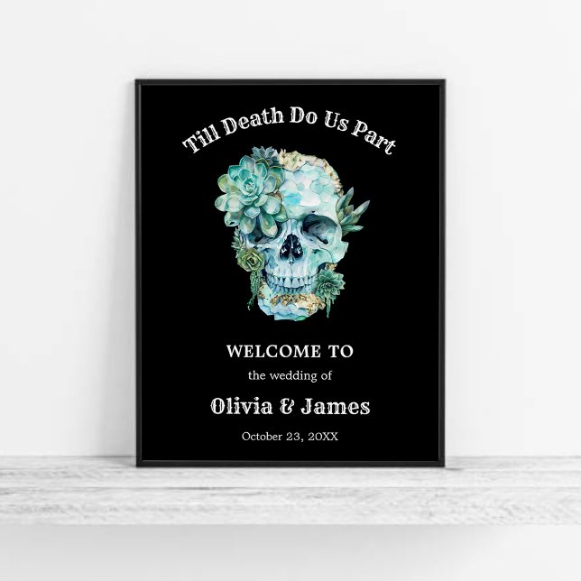 Poster Til Death Do Us Part Halloween Wedding Welcome (Til Death Do Us Part Gothic Halloween Wedding Welcome Sign    )