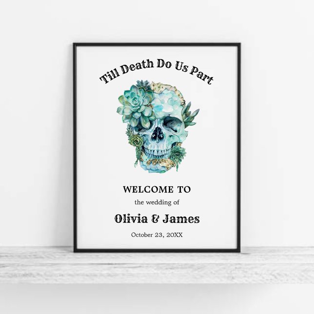 Poster Til Death Do Us Part Halloween Wedding Welcome (Till Death Do Us Part Gothic Halloween Wedding Welcome Sign   )