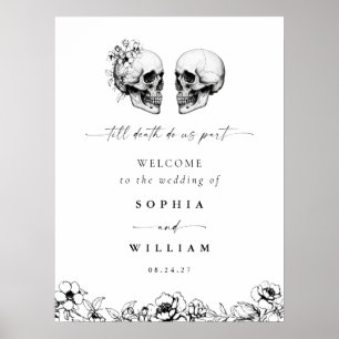 Poster Til Death Gothic Floral Skull Black Casal Sinal