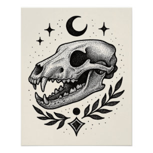 Pôster Tilacina Crânio - Design inspirado na tatuagem