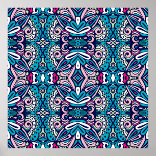 Poster Tiled ethnic pattern. Abstract geometric mosaic vi