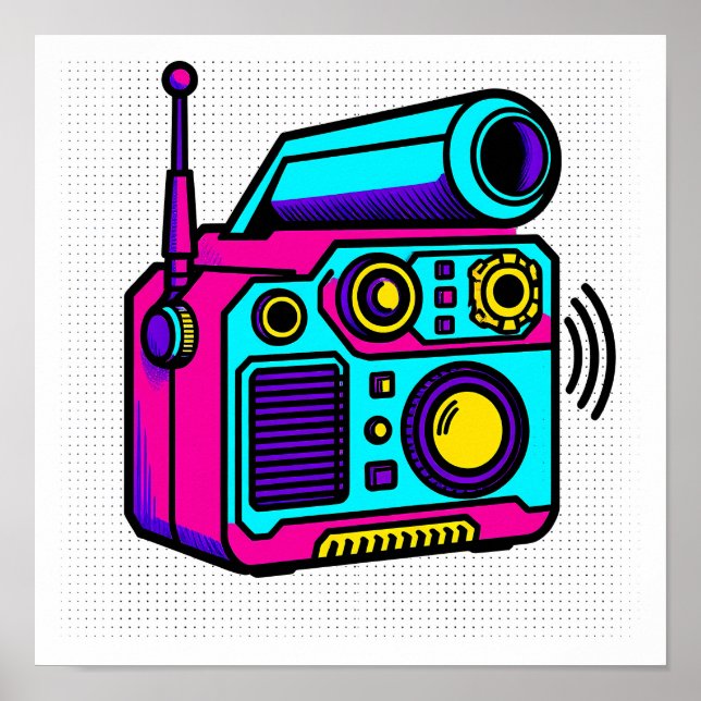 Poster Tiling Sem Costura de Tecido em Bloco de Arte Pop  (Frente)