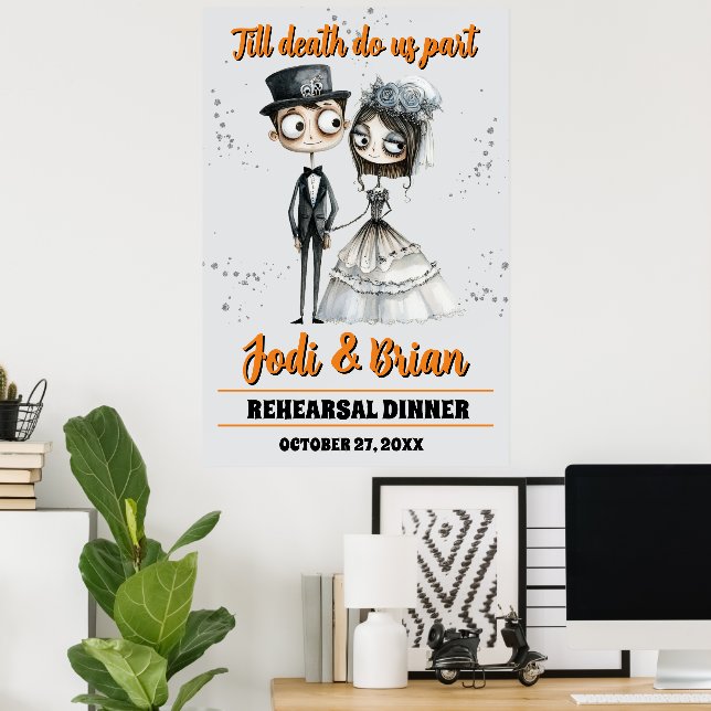 Poster Till Death Do Us Part Halloween Wedding Welcome (Escritório em casa)