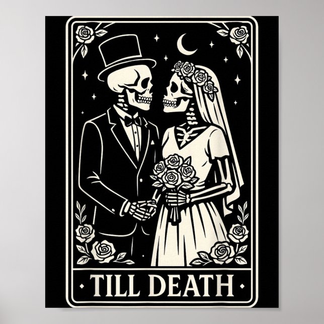 Poster Till Death Skeleton Love Couples Gothic Wedding Br (Frente)