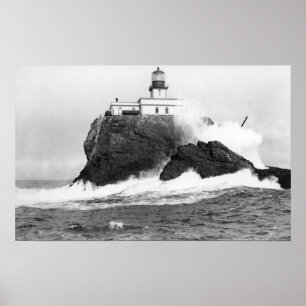 Pôster Tillamook, farol de Oregon perto do beira-mar, OU