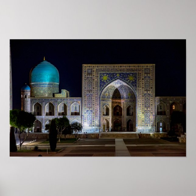 Poster Tilya-Kori Madrasah na praça Registan - Samarkand (Frente)
