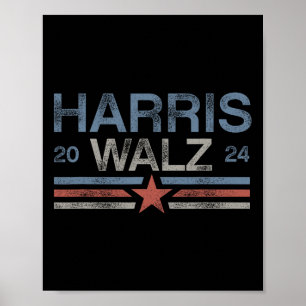 Poster Tim Walz 2024, Envelhecido Stripes Kamala Harris W