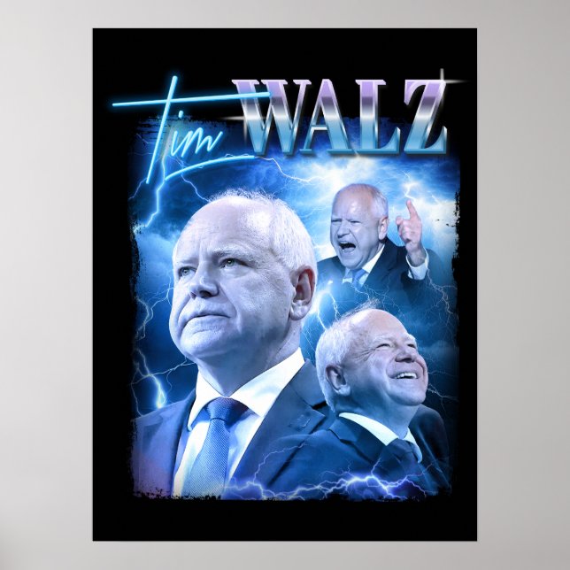Poster Tim Walz Retro 90s Estilo (Frente)