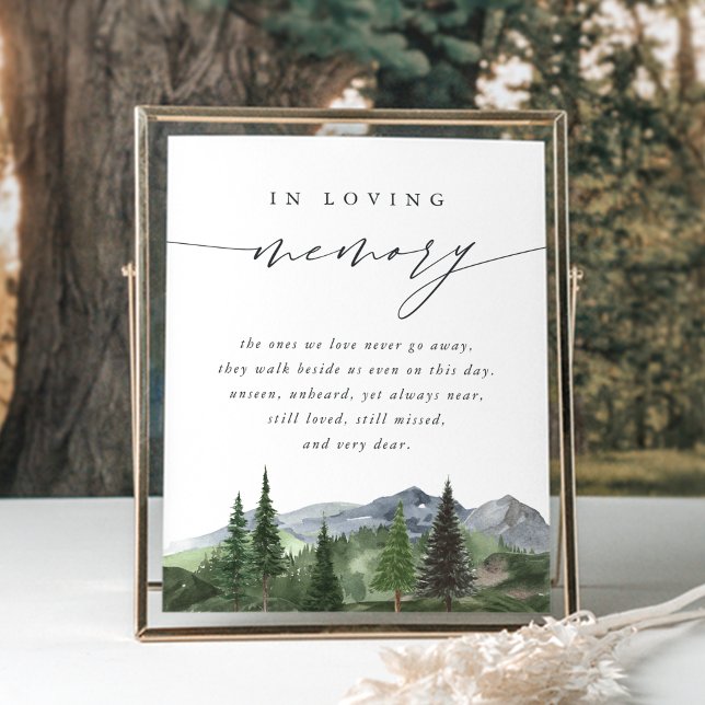 Poster Timberline | Mountain Forest Wedding Memorial Sign (Criador carregado)