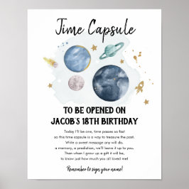 Poster Time Capsule Outer Space Planets Boy Birthday